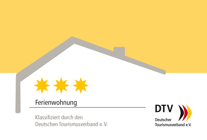 Unsere Ferienwohnung wurde vom Deutschen Tourismusverband mit drei Sternen klassifiziert